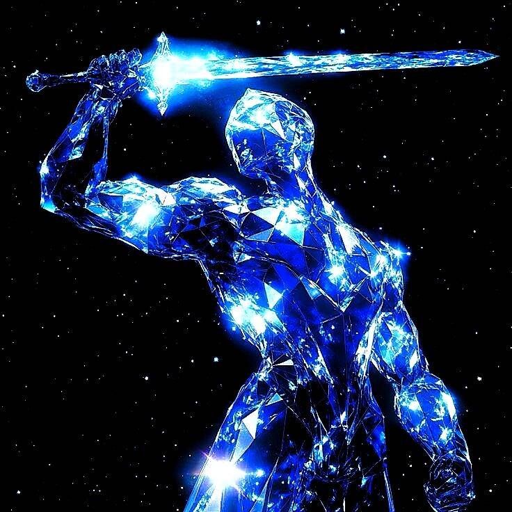 Blue pfp Profile Picture Crystal Warrior Shining Sword