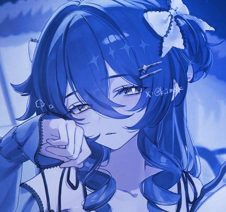 Blue pfp Profile Picture Aesthetic Anime Girl with Blue Hair