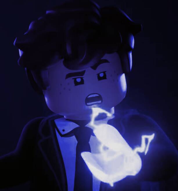 Blue pfp Profile Picture Lego Character with Electric Glow