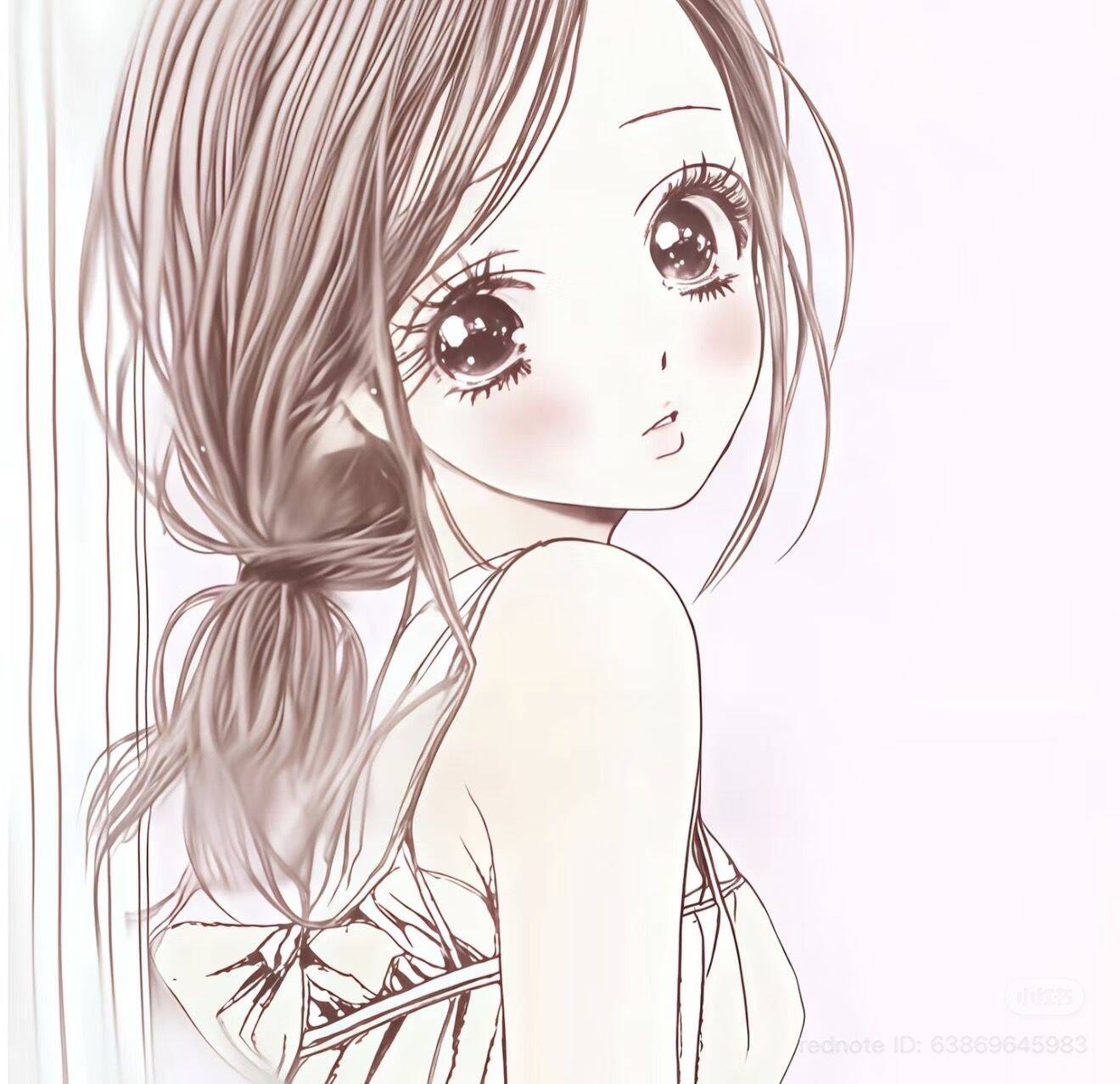 Anime Girl pfp Profile Picture Soft Pink Aesthetic Cute Anime Girl with Big Eyes