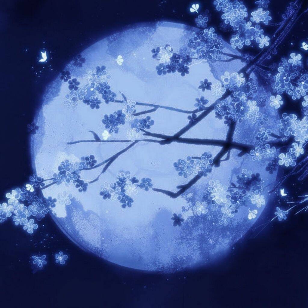 Blue pfp Profile Picture Aesthetic Floral Moonlight