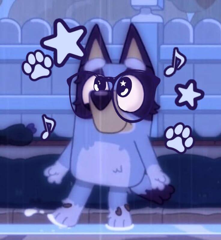 Blue pfp Profile Picture Cute Cartoon Dog with Glasses