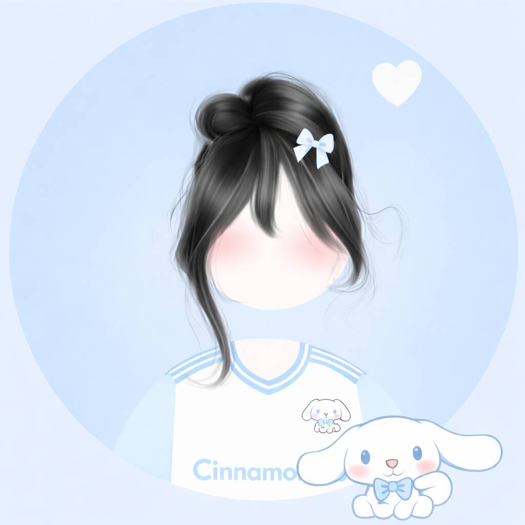 Blue pfp Profile Picture Cute Girl with Bunny