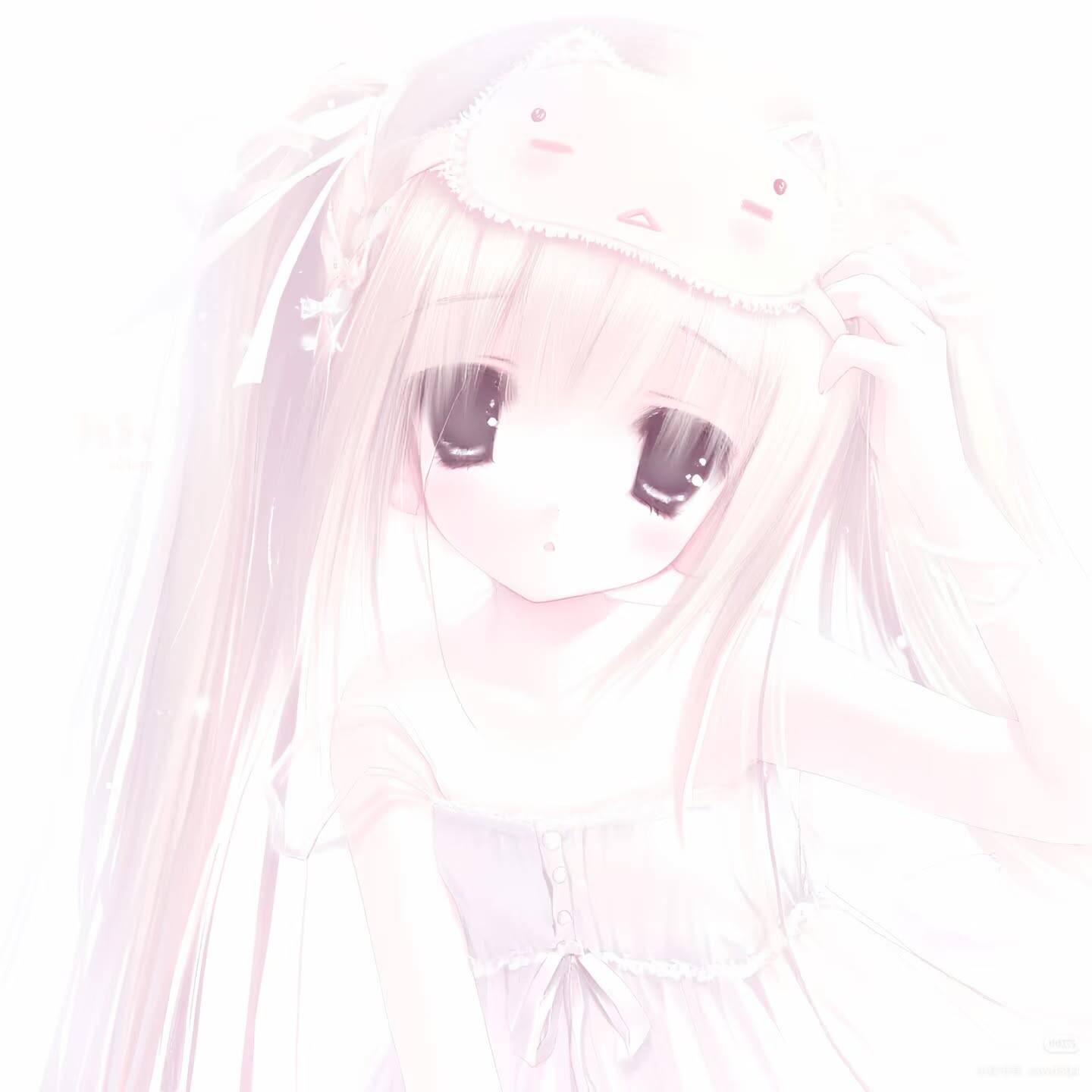 Anime Girl pfp Profile Picture Soft Aesthetic with Long Hair and Cute Mask