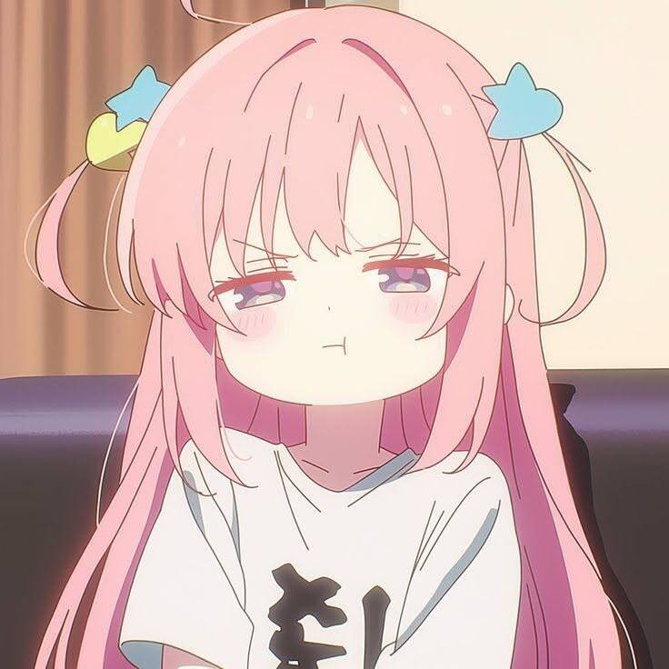Anime Girl pfp Profile Picture Cute Pink Hair with Heart Clips