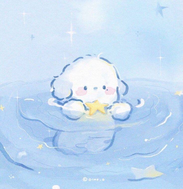 Blue pfp Profile Picture Cute Cloud Character with Star