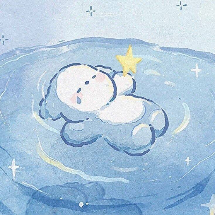 Blue pfp Profile Picture Cute Bear Floating with Star