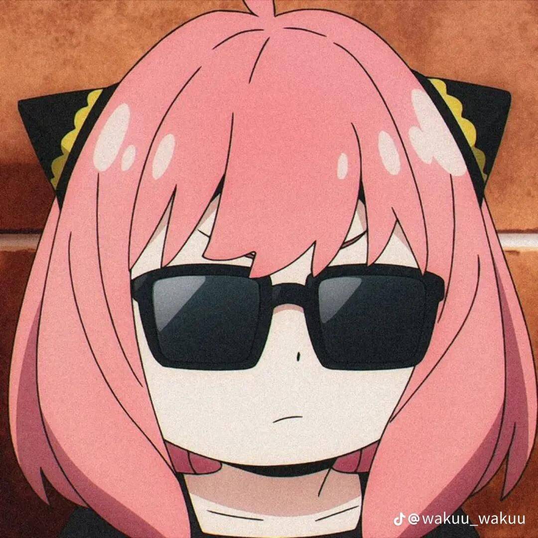 Cool Anime Girl pfp Profile Picture with Pink Hair and Sunglasses
