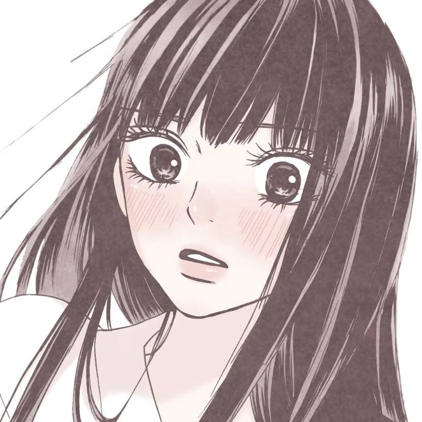 Anime Girl pfp Profile Picture Blushing with Long Black Hair