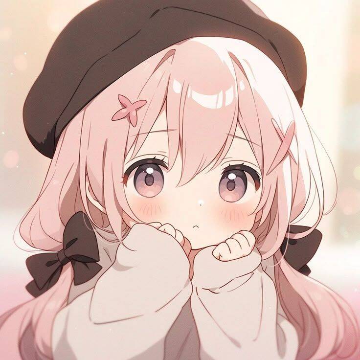 Cute Anime Girl pfp Profile Picture with Pink Hair and Blush