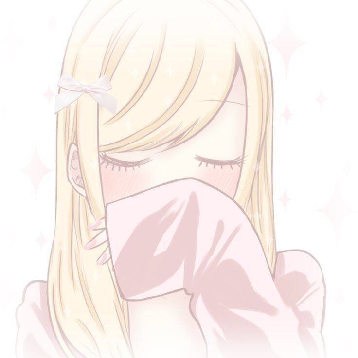 Anime Girl pfp Profile Picture Blushing with Long Blonde Hair and Bow