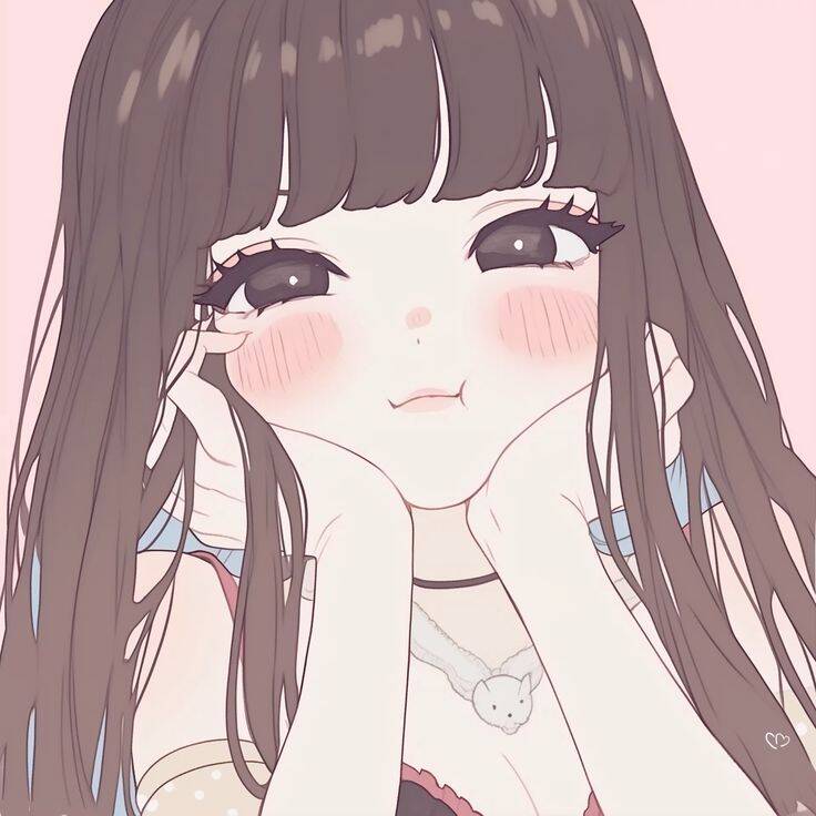 Cute Anime Girl pfp Profile Picture with Blush and Long Hair
