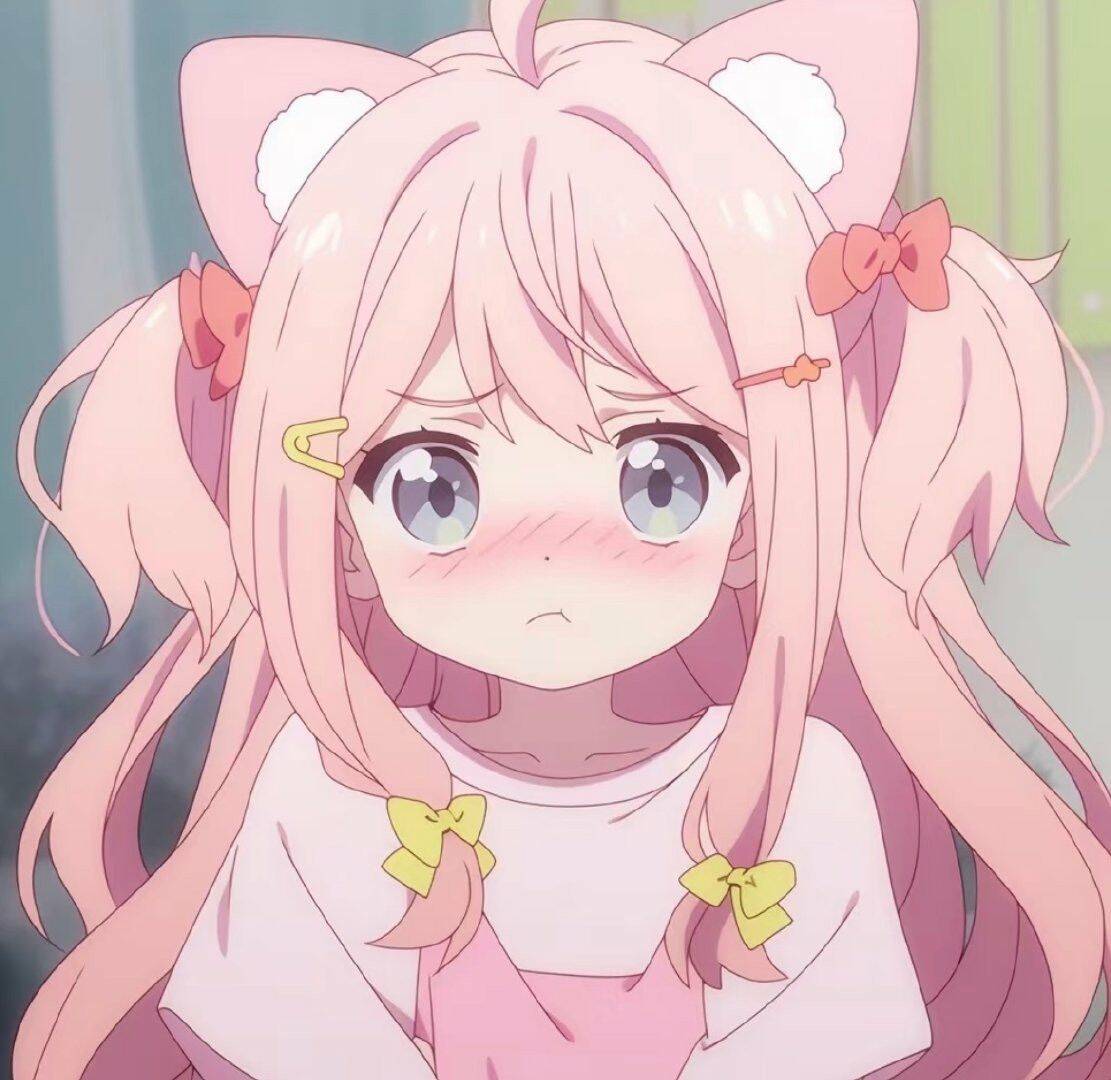 Cute Anime Girl pfp Profile Picture with Cat Ears and Pink Hair