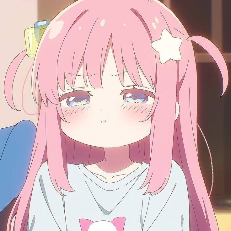 Cute Anime Girl pfp Profile Picture with Pink Hair and Star Accessory