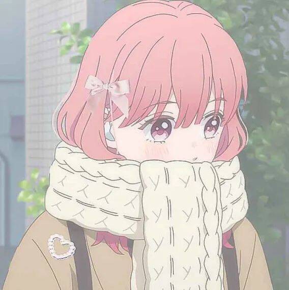 Anime Girl pfp Profile Picture Cute Pink Hair with Scarf