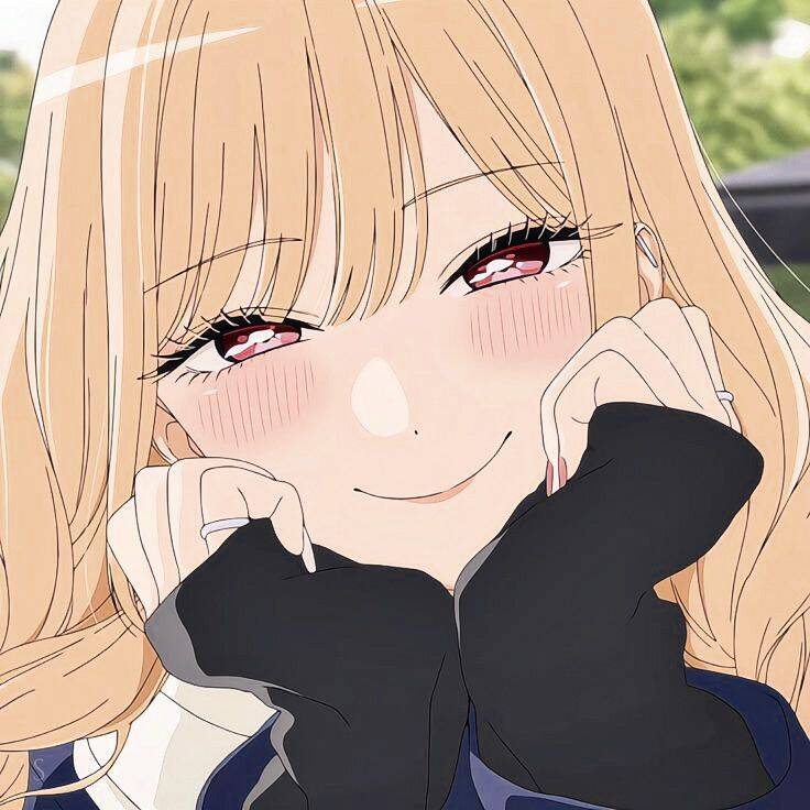 Cute Anime Girl pfp Profile Picture with Blush and Long Blonde Hair