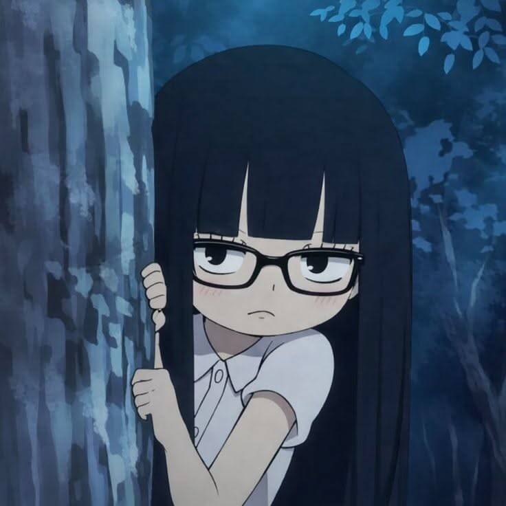 Anime Girl pfp Profile Picture with Glasses and Long Black Hair