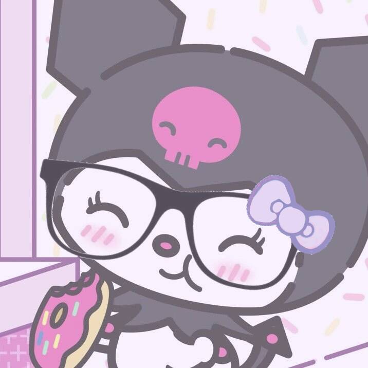 Cute Kuromi pfp Profile Picture with Glasses and Donut