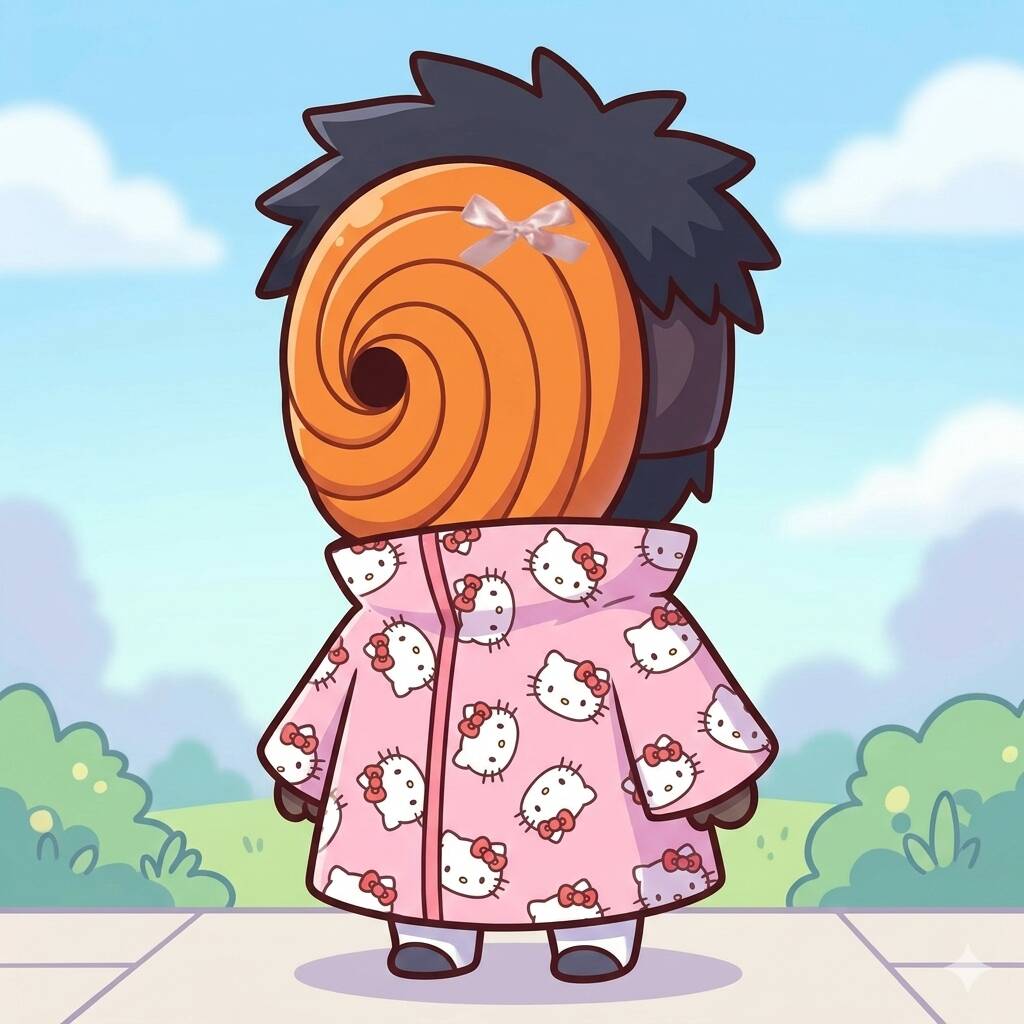 Obito pfp Profile Picture Cute Chibi Style with Orange Spiral Mask