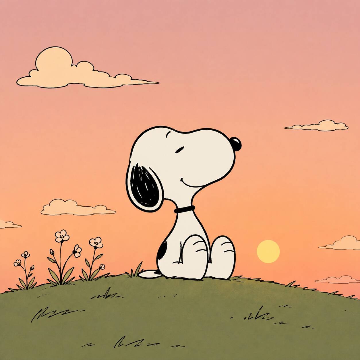 Snoopy pfp Profile Picture Enjoying a Sunset