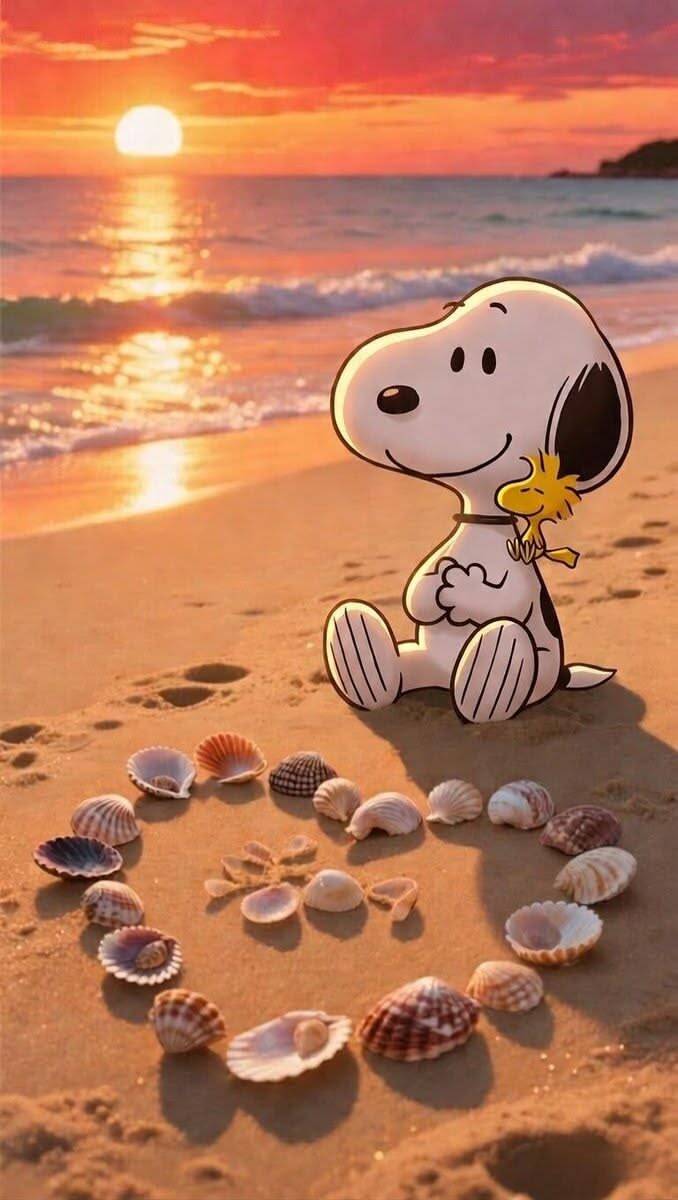 Snoopy pfp Profile Picture Beach Sunset with Woodstock