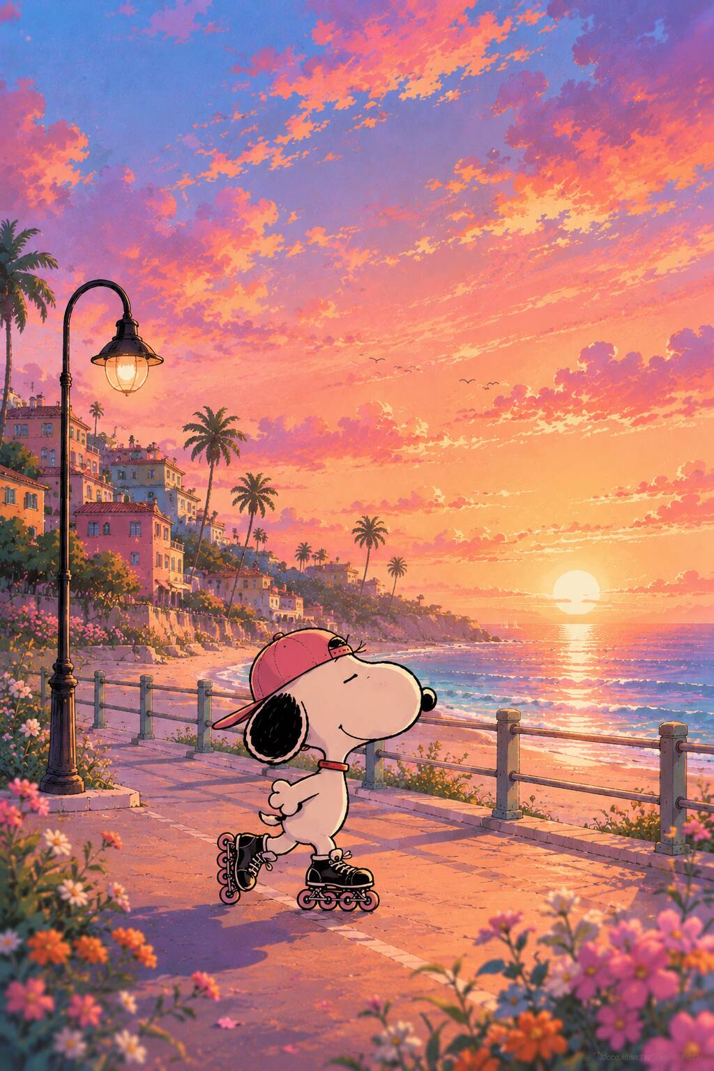 Snoopy pfp Profile Picture Roller Skating at Sunset