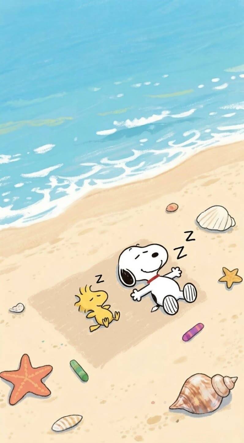 Snoopy pfp Profile Picture Relaxing on the Beach with Woodstock