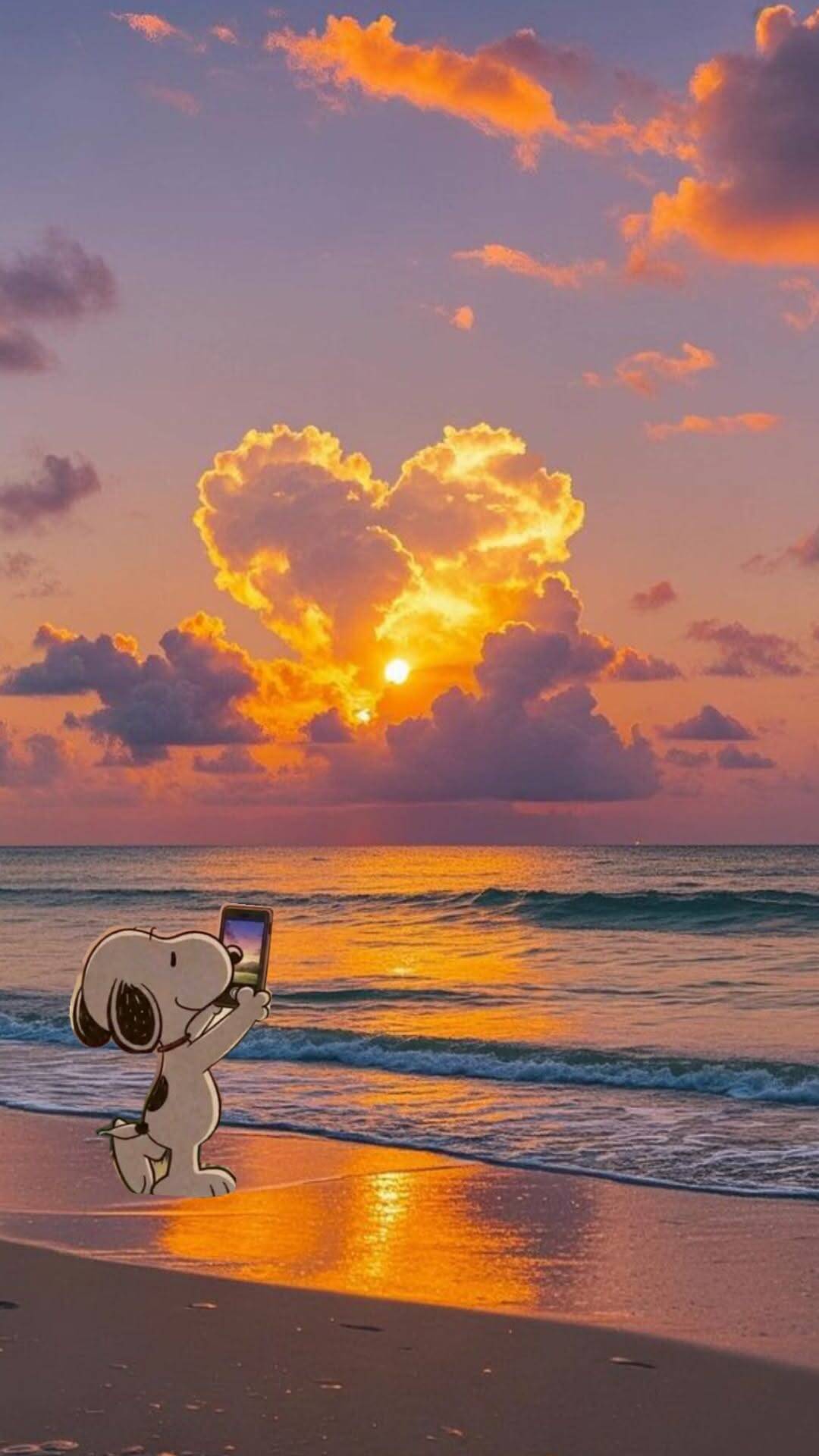 Snoopy pfp Profile Picture Sunset Beach Heart Cloud