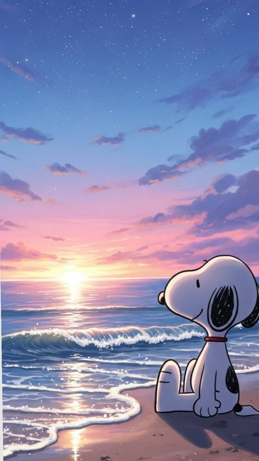 Snoopy pfp Profile Picture Watching Sunset at the Beach