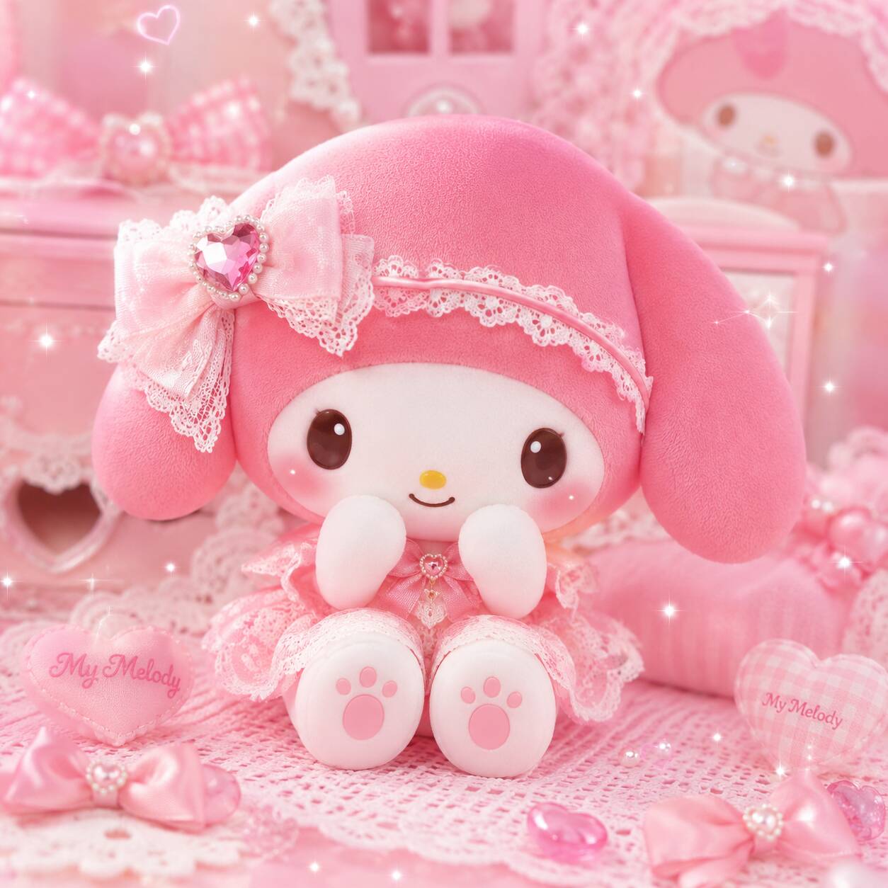 My Melody pfp Profile Picture Adorable Plush Toy in Pink
