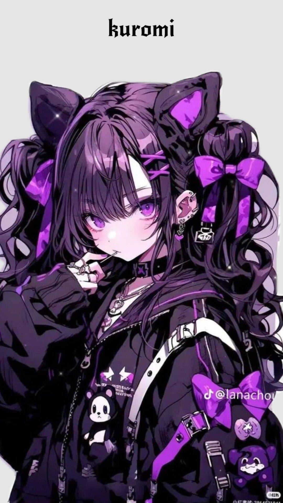 Kuromi pfp Profile Picture Cute Punk Aesthetic with Purple Hair and Accessories
