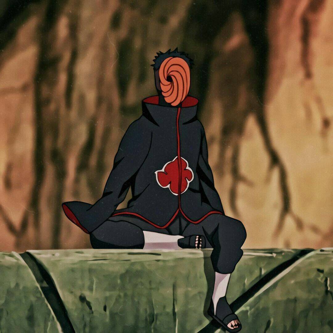 Obito pfp Profile Picture Akatsuki Cloak Sitting Pose
