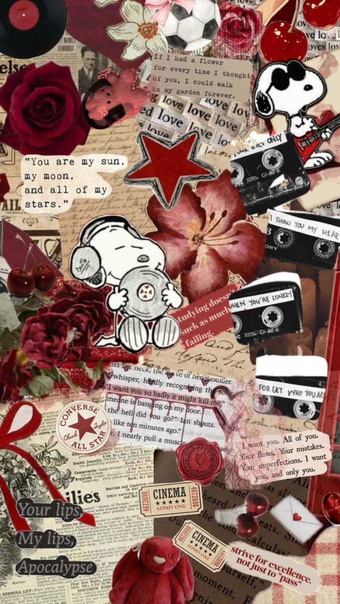 Snoopy pfp Profile Picture Vintage Collage with Flowers and Stars