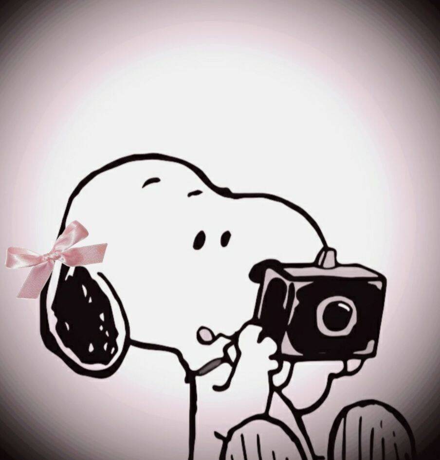 Snoopy pfp Profile Picture Cute with Camera and Pink Bow