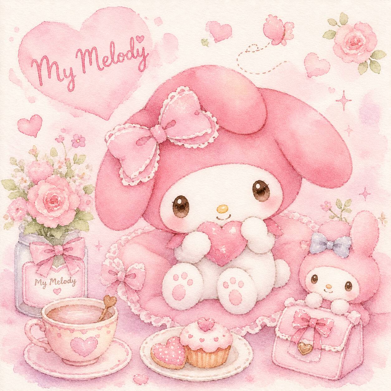 My Melody pfp Profile Picture Cute Pink Bunny with Heart