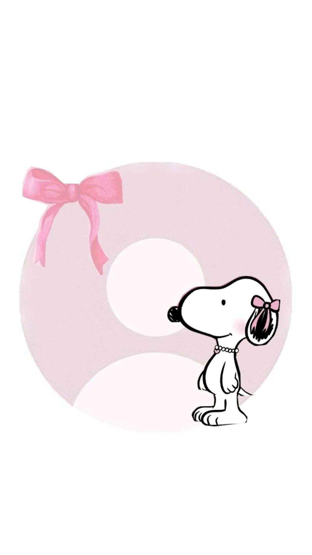 Snoopy pfp Profile Picture Cute Pink Bow and Necklace