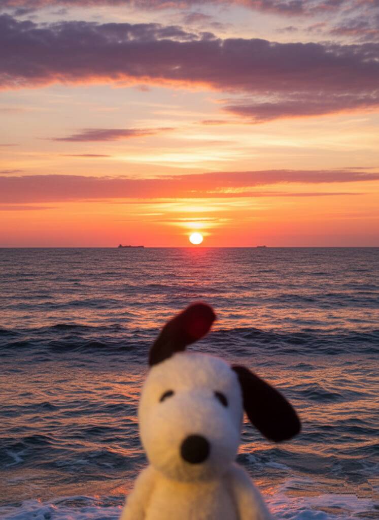 Snoopy pfp Profile Picture at Sunset by the Ocean