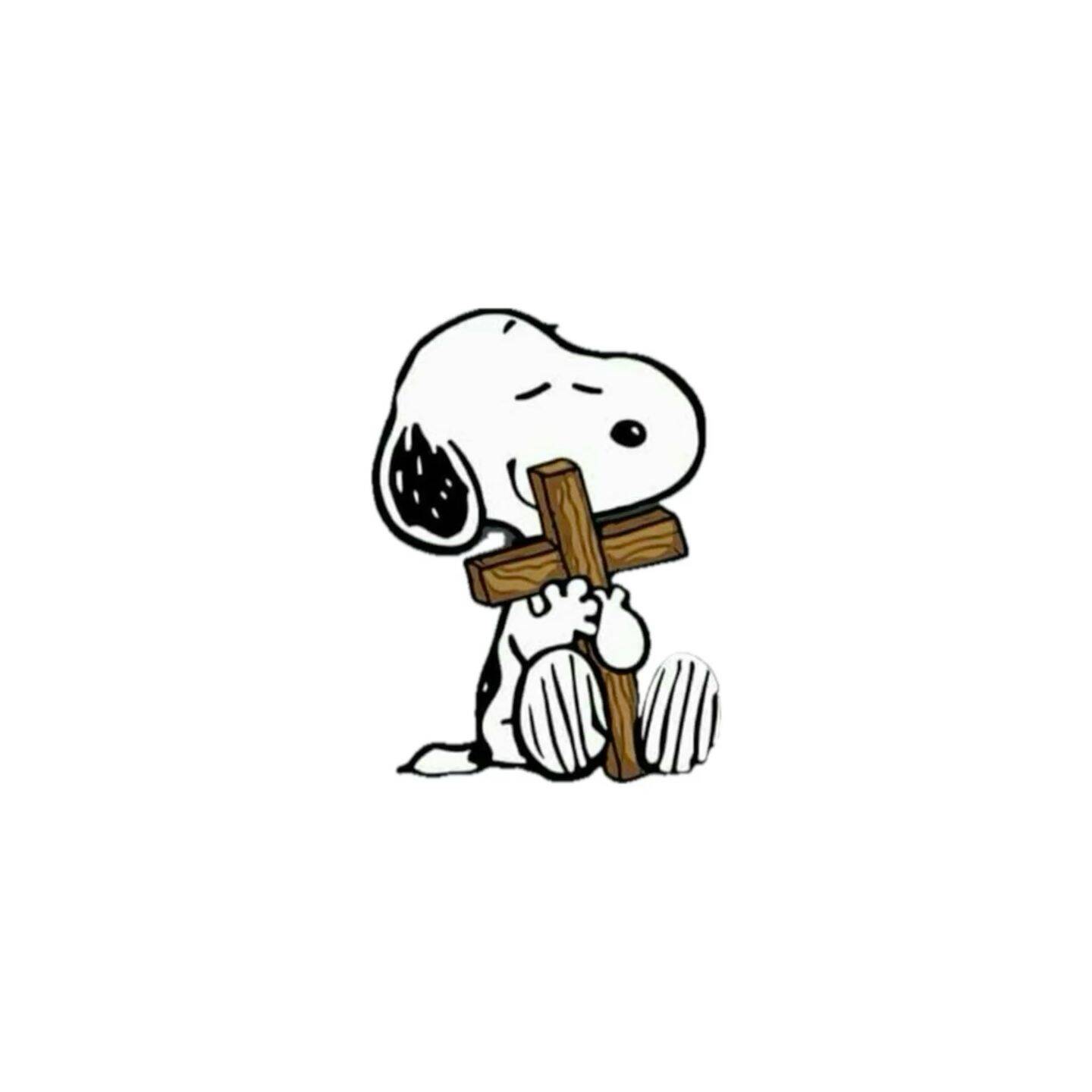 Snoopy pfp Profile Picture Hugging a Wooden Cross