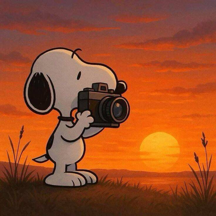 Snoopy pfp Profile Picture Capturing Sunset with Camera