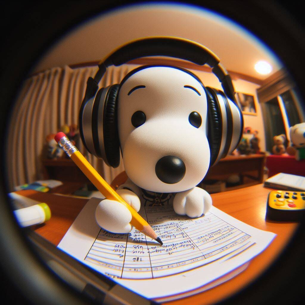 Snoopy pfp Profile Picture Writing with Headphones