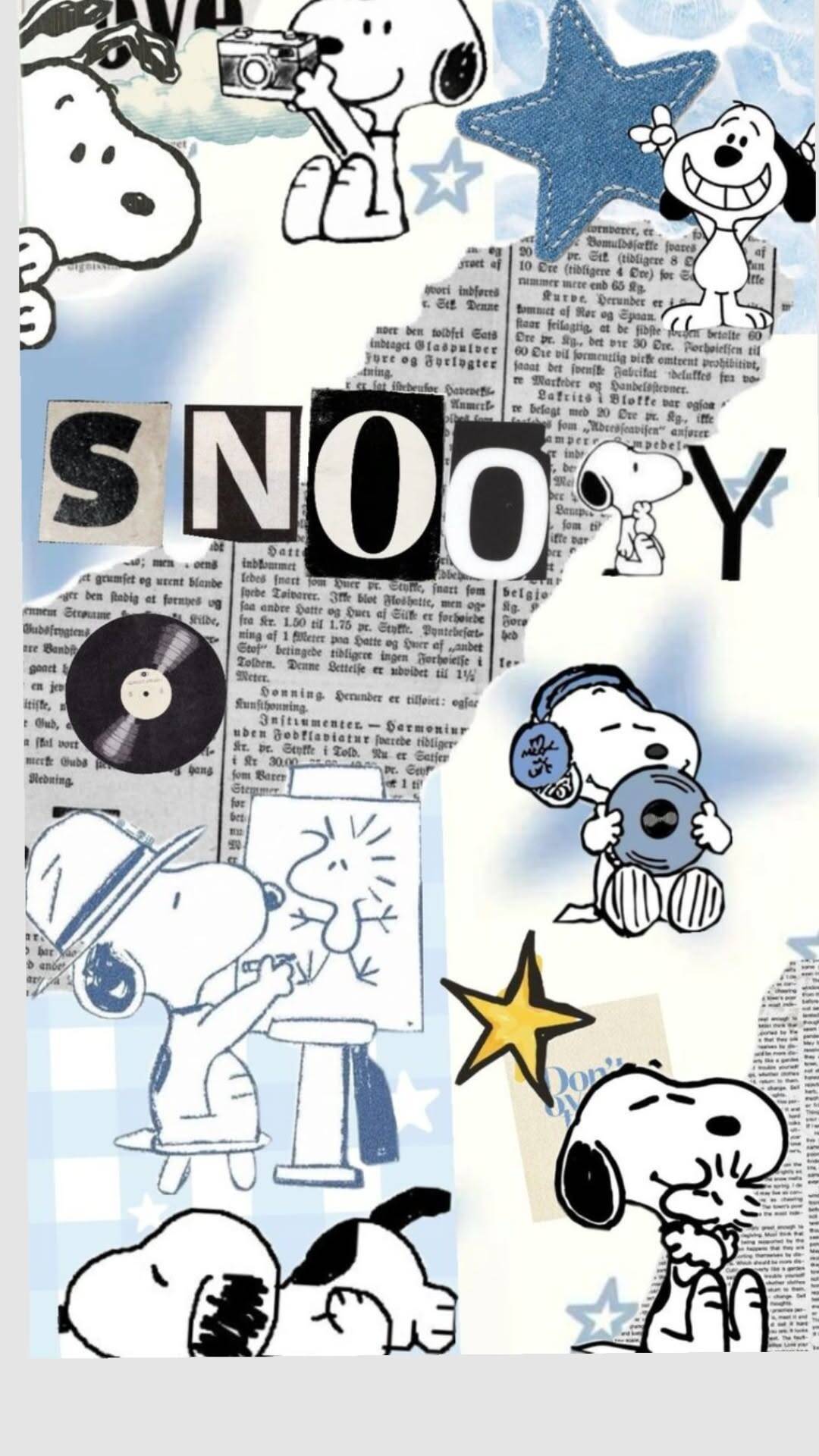 Snoopy pfp Profile Picture Artistic Collage with Camera and Vinyl Record
