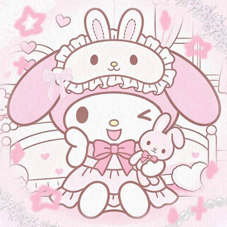 My Melody pfp Profile Picture Cute Bunny Outfit with Winking Smile