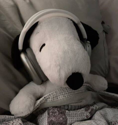 Snoopy pfp Profile Picture Cozy with Headphones