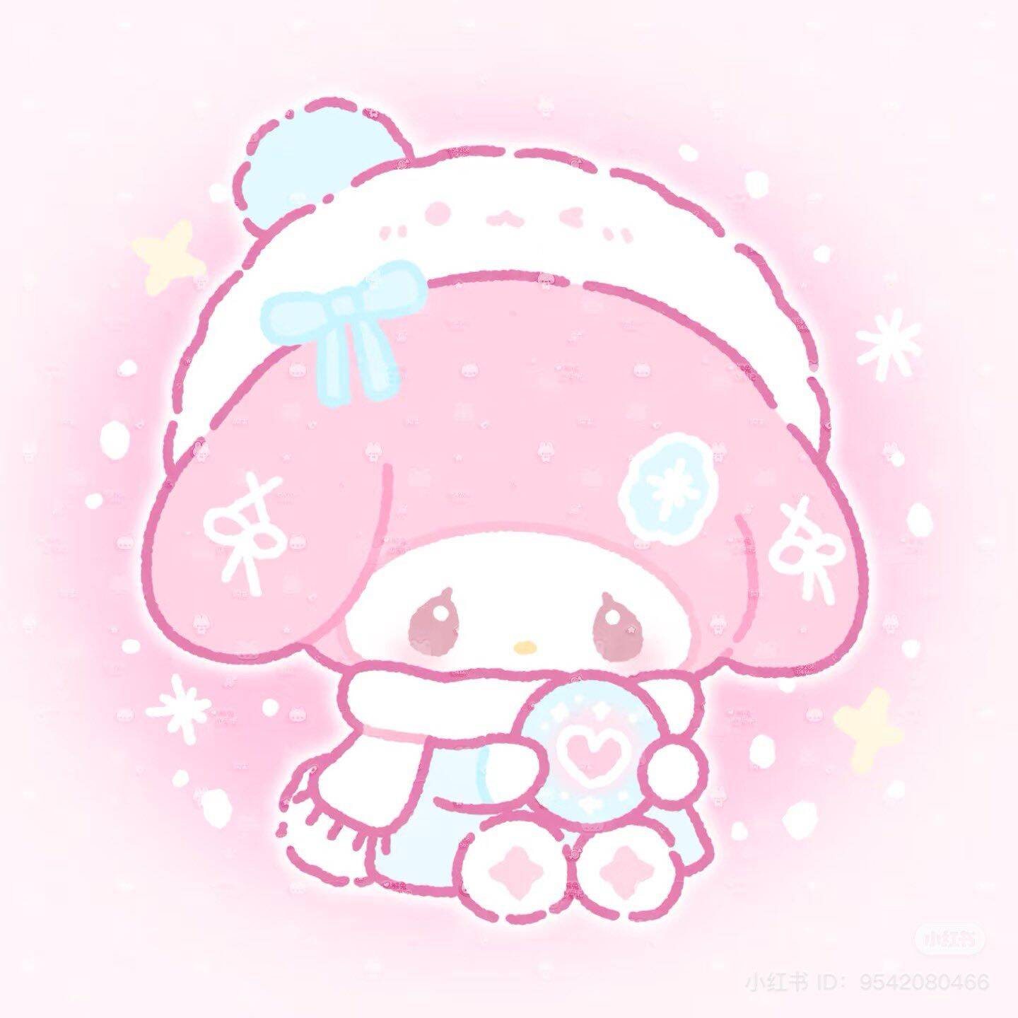 My Melody pfp Profile Picture Cute Winter Outfit Holding Heart