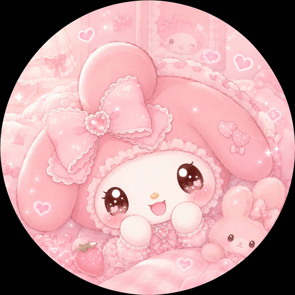 My Melody pfp Profile Picture Cute Pink Bunny with Hearts