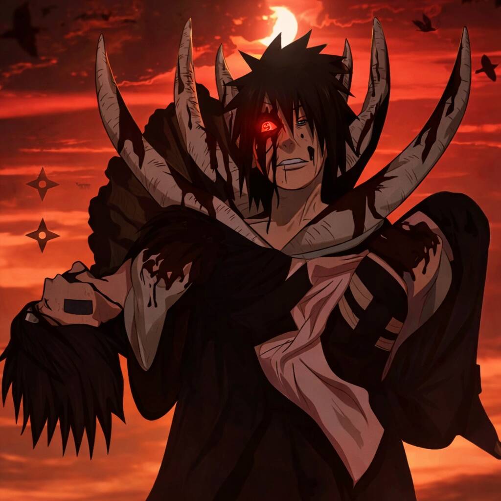 Obito pfp Profile Picture Dark Red Sky Sharingan Eye
