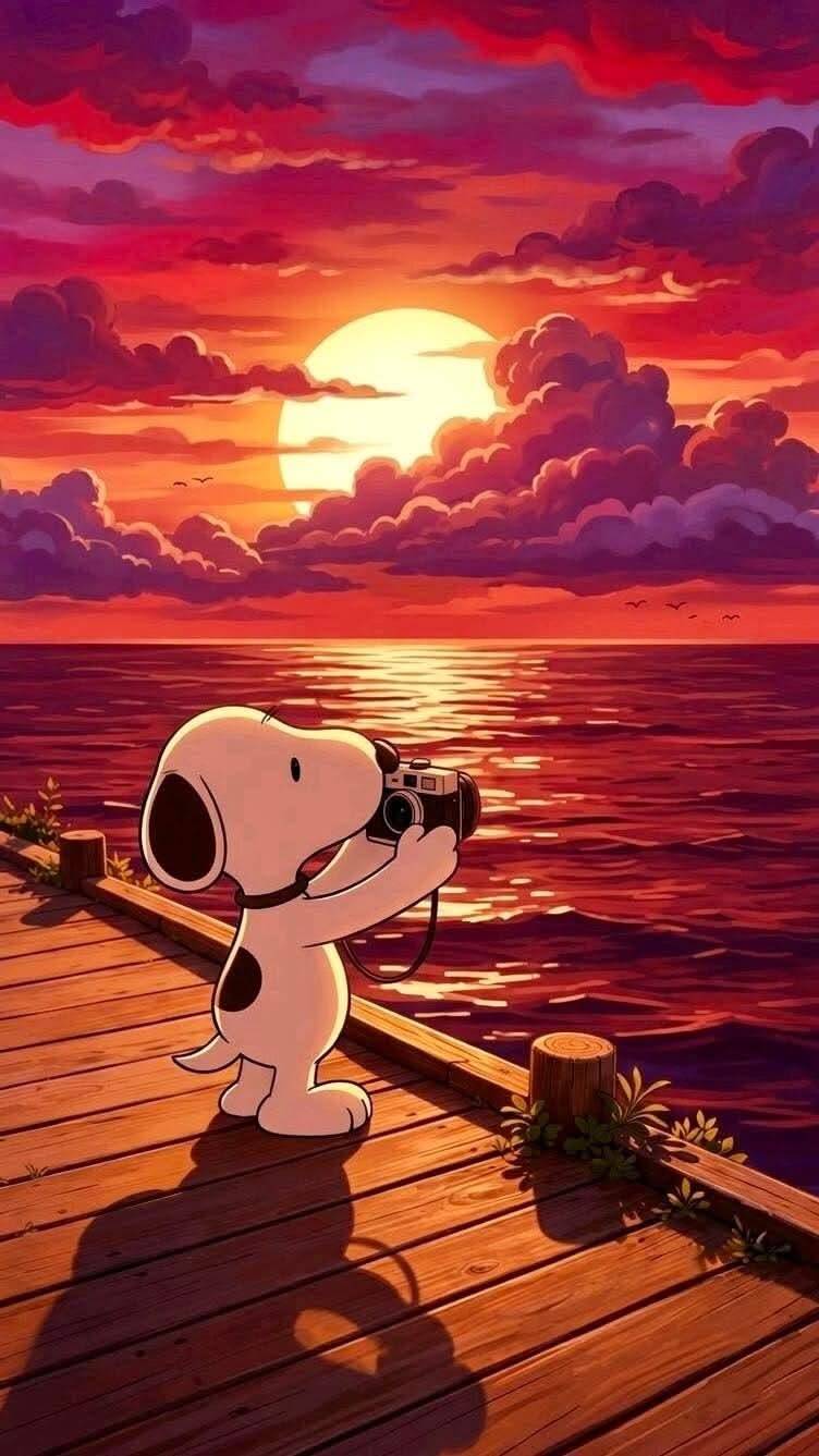 Snoopy pfp Profile Picture Capturing Sunset Memories