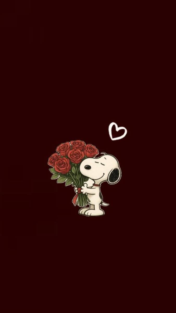 Snoopy pfp Profile Picture Holding Bouquet of Roses
