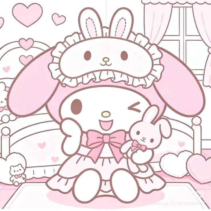 My Melody pfp Profile Picture Cute Bunny Costume Winking Smile