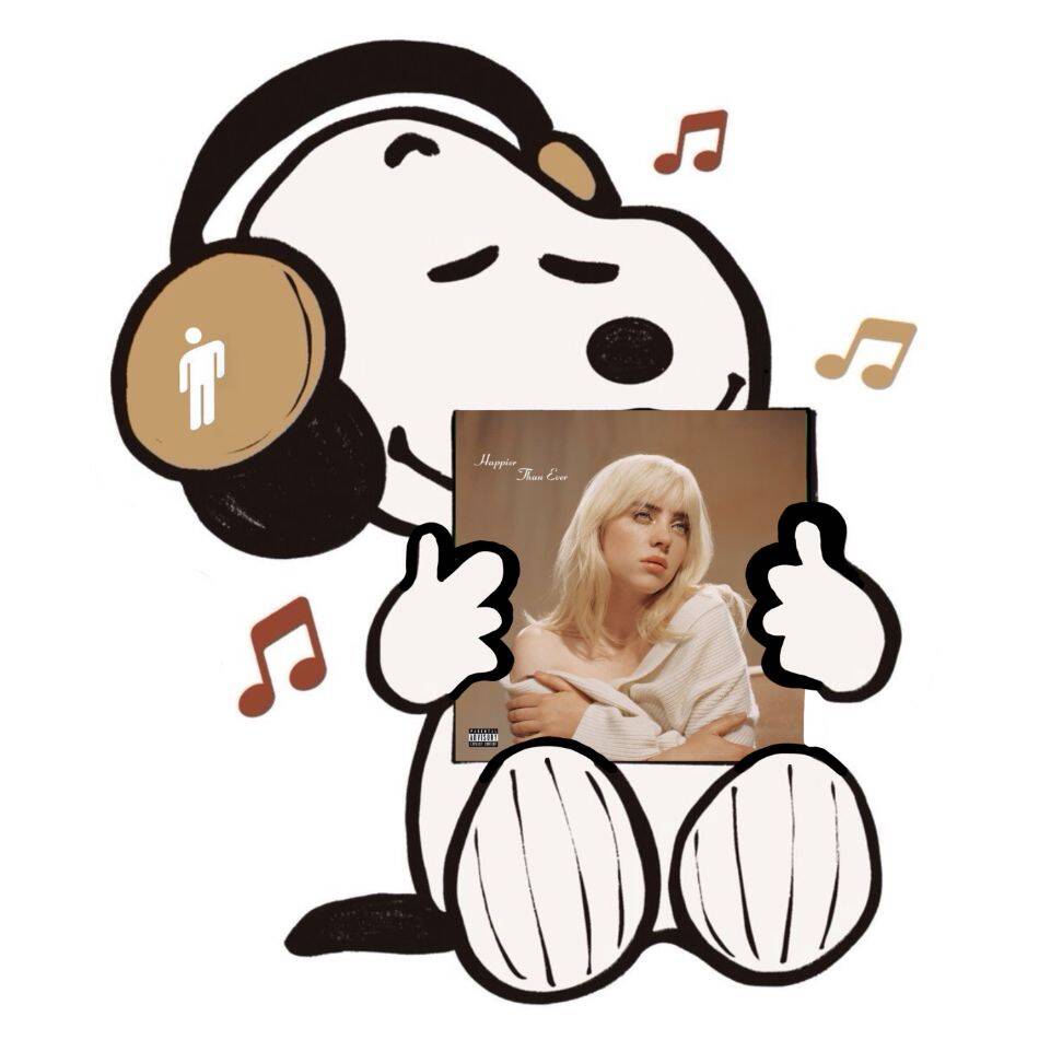 Snoopy pfp Profile Picture Listening to Music with Billie Eilish Album